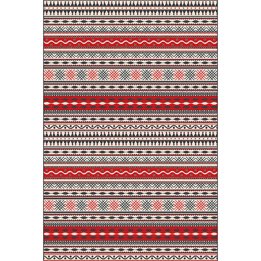 Bohemian Striped Print Rug Red Polyester Rug Machine Washable Non-Slip Area Rug for Living Room Clearhalo 'Area Rug' 'Bohemian' 'Rugs' Rug' 1596916
