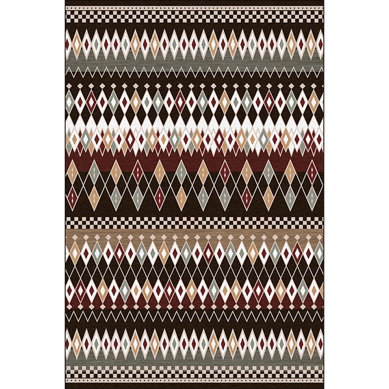 Black Bohemian Rug Polyester Geometric Pattern Rug Washable Non-Slip Backing Carpet for Living Room Clearhalo 'Area Rug' 'Bohemian' 'Rugs' Rug' 1596924