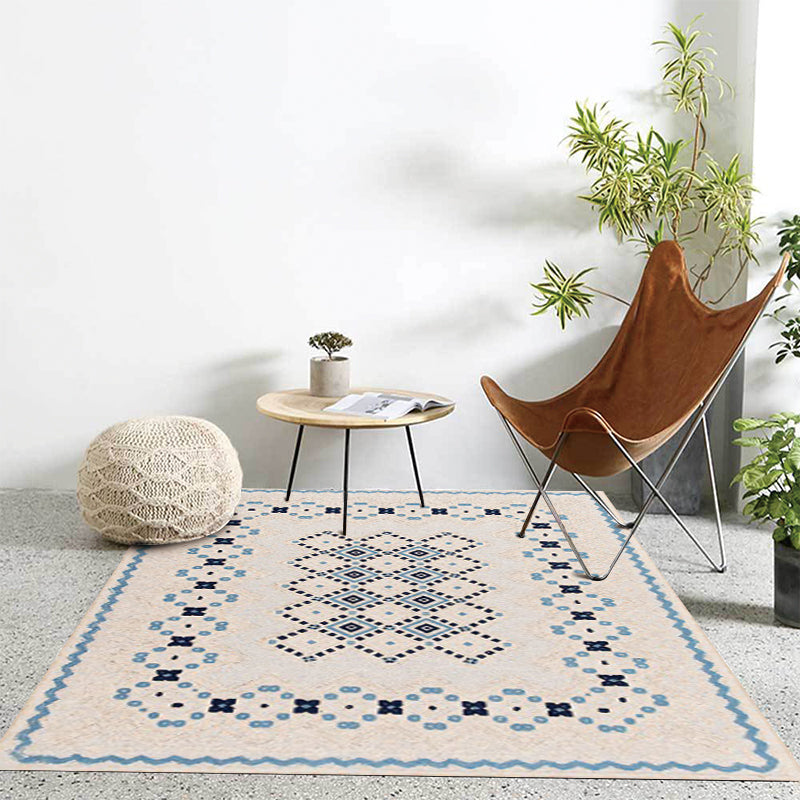 Stylish Geometric Pattern Rug Blue Vintage Rug Polyester Washable Anti-Slip Backing Area Rug for Bedroom Clearhalo 'Area Rug' 'Bohemian' 'Rugs' Rug' 1596939