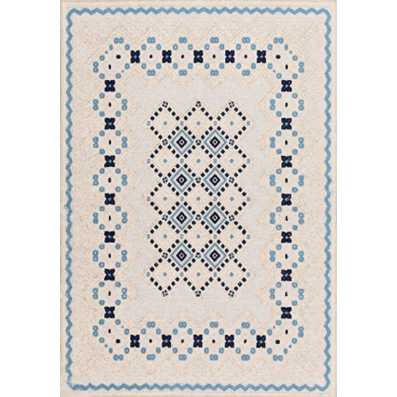 Stylish Geometric Pattern Rug Blue Vintage Rug Polyester Washable Anti-Slip Backing Area Rug for Bedroom Clearhalo 'Area Rug' 'Bohemian' 'Rugs' Rug' 1596940