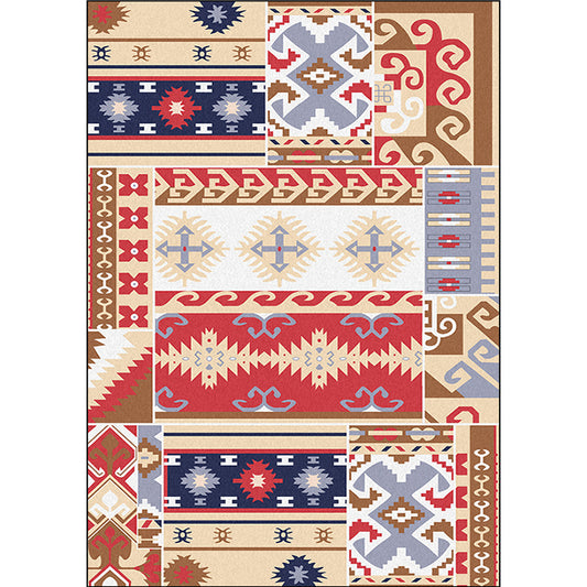 Americana Southwestern Rug in Red and Brown Tribal Geometry Pattern Rug Polyester Washable Carpet for Home Decoration Clearhalo 'Area Rug' 'Rugs' 'Southwestern' Rug' 1597022