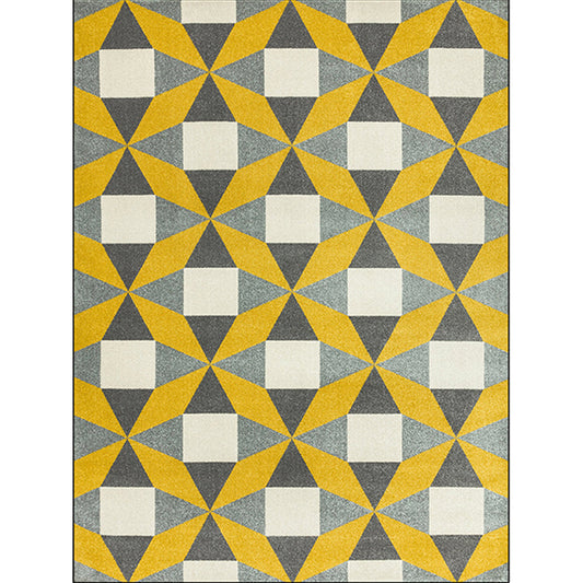 Modern Living Room Rug Colorful Geometric Triangle Square Print Rug Polyester Pet Friendly Area Rug