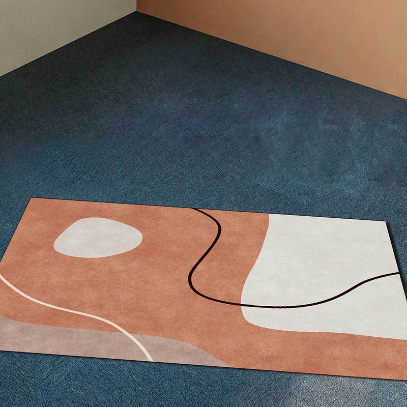 Orange Bedroom Rug Novelty Color Block Irregular Shape Line Pattern Area Rug Polyester Stain-Resistant Carpet Clearhalo 'Area Rug' 'Rug' 1597117