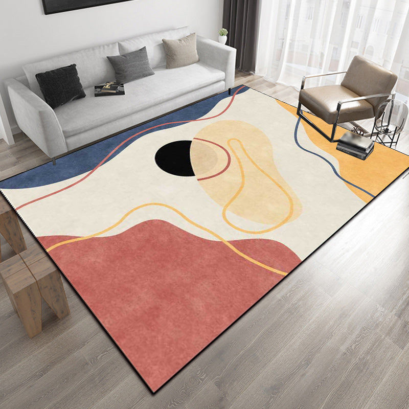 Ivory Bedroom Rug Novelty Color Block Lines Pattern Area Rug Polyester Anti-Slip Backing Washable Carpet Grey Clearhalo 'Area Rug' 'Rug' 1597124