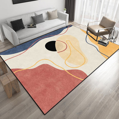 Ivory Bedroom Rug Novelty Color Block Lines Pattern Area Rug Polyester Anti-Slip Backing Washable Carpet Grey Clearhalo 'Area Rug' 'Rug' 1597124