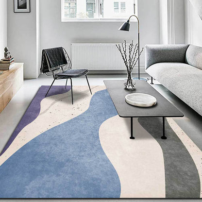 Modern Novelty Rug in Ivory Colorblock Wave Pattern Rug Polyester Non-Slip Backing Carpet for Home Decoration Blue Clearhalo 'Area Rug' 'Rug' 1597140