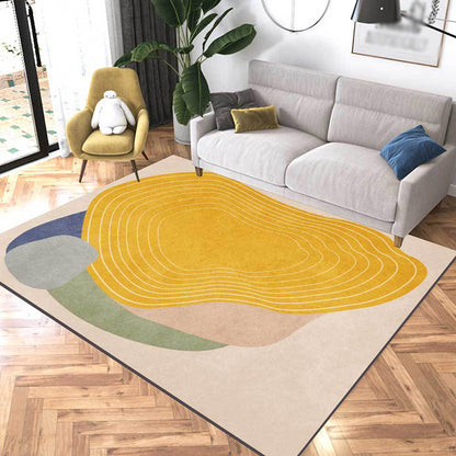 Novelty Living Room Rug Ivory and Yellow Color Block Stripes Print Rug Polyester Anti-Slip Area Rug Yellow Clearhalo 'Area Rug' 'Rug' 1597148