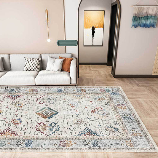 Shabby Chic Medallion Pattern Rug Grey Polyester Rug Machine Washable Non-Slip Backing Area Rug for Living Room Clearhalo 'Area Rug' 'Rugs' 'Shabby Chic' Rug' 1597181
