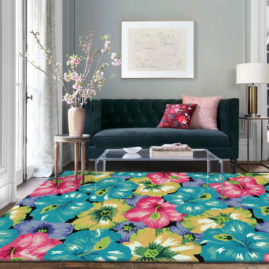 Blue Multicolor French Country Rug Polyester Floral Pattern Rug Washable Non-Slip Backing Area Rug for Living Room Clearhalo 'Area Rug' 'French Country' 'Rugs' Rug' 1597197