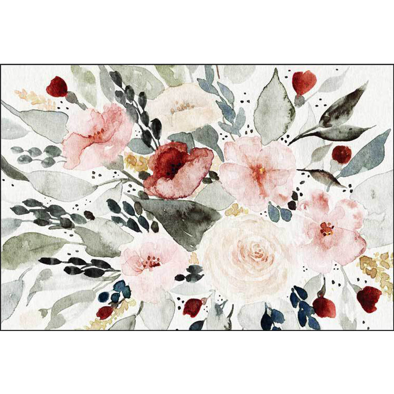 Green French Country Rug Polyester Floral and Leaf Pattern Rug Washable Non-Slip Backing Area Rug for Living Room Clearhalo 'Area Rug' 'French Country' 'Rugs' Rug' 1597206
