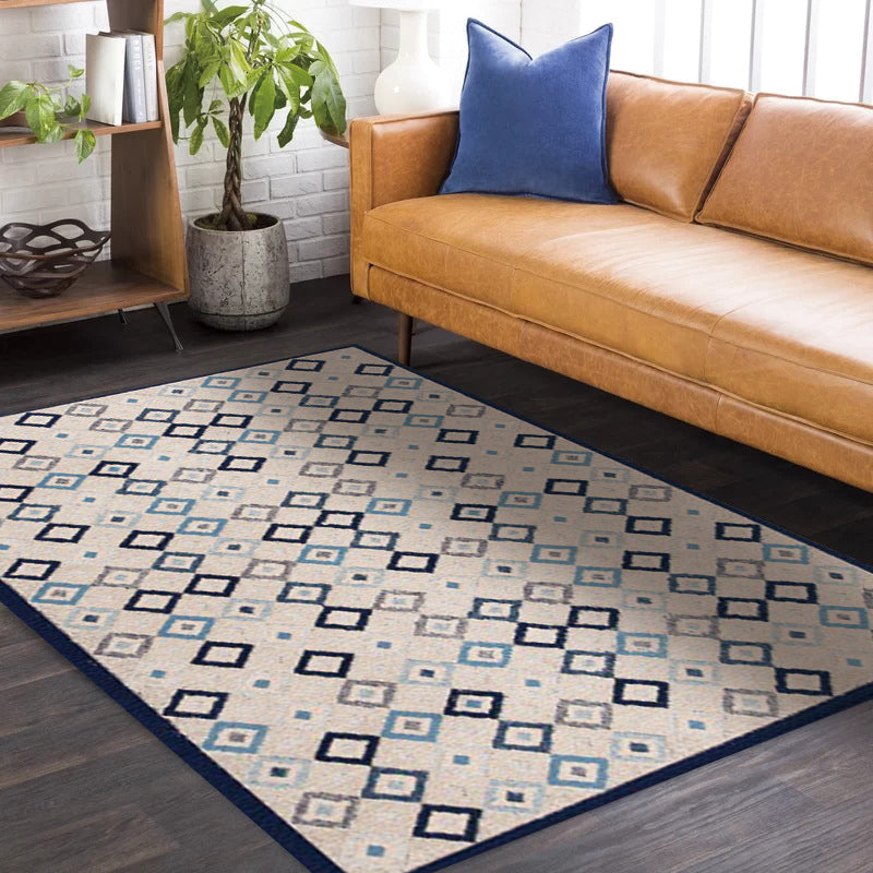 Bohemian Geometric Print Rug Brown and Blue Polyester Rug Machine Washable Non-Slip Area Rug for Living Room Clearhalo 'Area Rug' 'Bohemian' 'Rugs' Rug' 1597245