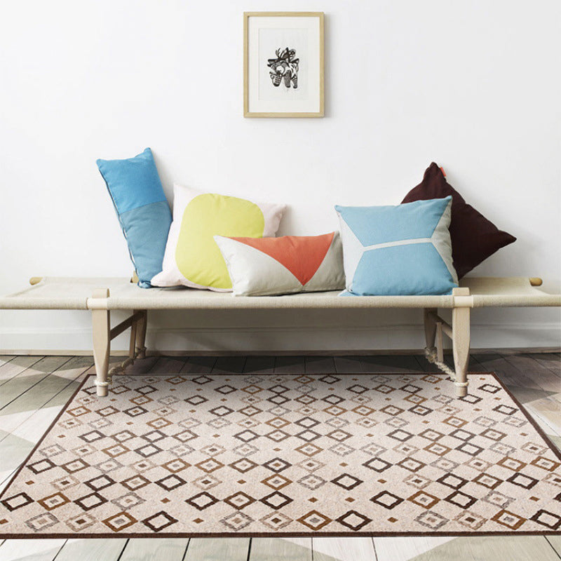 Bohemian Geometric Print Rug Brown and Blue Polyester Rug Machine Washable Non-Slip Area Rug for Living Room Brown Clearhalo 'Area Rug' 'Bohemian' 'Rugs' Rug' 1597252