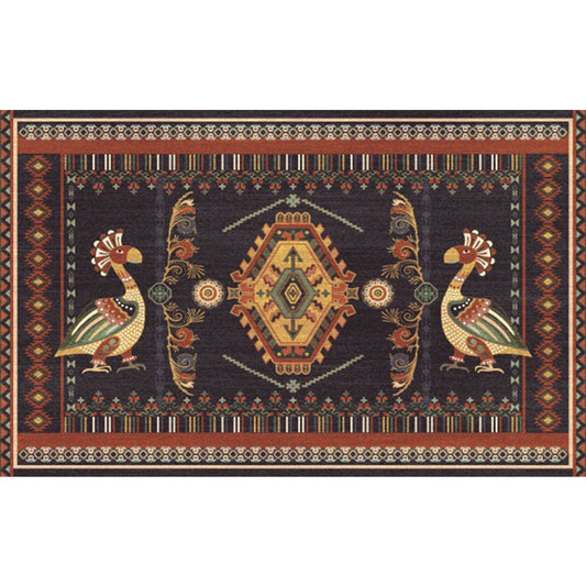 Tribal Southwestern Rug in Black Animal Diamond Stripe Pattern Rug Polyester Stain-Resistant Carpet for Home Decoration Clearhalo 'Area Rug' 'Rugs' 'Southwestern' Rug' 1597312