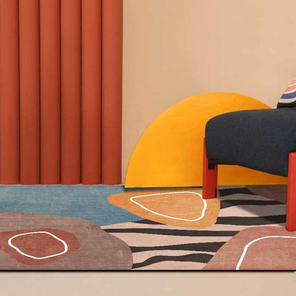 Contemporary Novelty Rug Colorful Colorblock Geometric Pattern Rug Polyester Pet Friendly Carpet for Home Decoration Pink Clearhalo 'Area Rug' 'Rug' 1597342