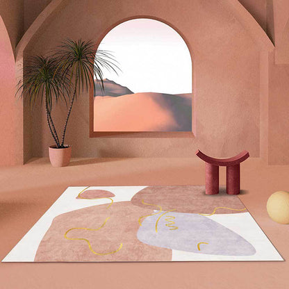 Scandinavian Novelty Rug in White and Pink Irregular Shape Pattern Rug Polyester Anti-Slip Carpet for Home Decoration Pink Clearhalo 'Area Rug' 'Rug' 1597350