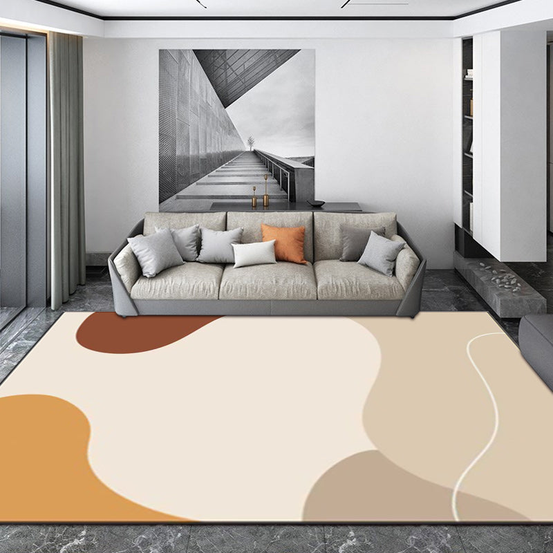 Ivory Bedroom Rug Novelty Color Block Irregular Shapes Pattern Area Rug Polyester Anti-Slip Backing Washable Carpet Beige Clearhalo 'Area Rug' 'Rug' 1597358