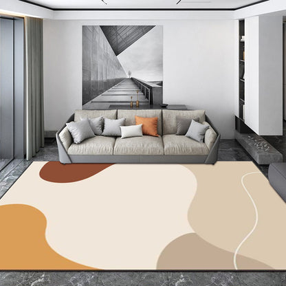 Ivory Bedroom Rug Novelty Color Block Irregular Shapes Pattern Area Rug Polyester Anti-Slip Backing Washable Carpet Beige Clearhalo 'Area Rug' 'Rug' 1597358