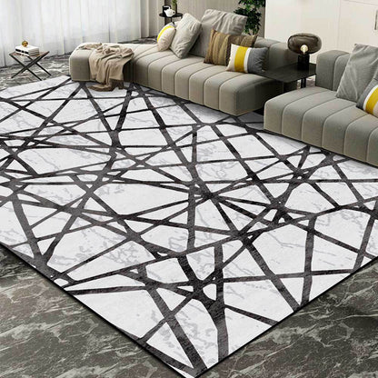 Grey Bedroom Rug Novelty Geometric Lines Pattern Area Rug Polyester Non-Slip Washable Carpet White Clearhalo 'Area Rug' 'Rug' 1597382