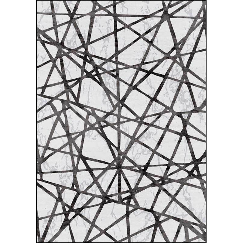 Grey Bedroom Rug Novelty Geometric Lines Pattern Area Rug Polyester Non-Slip Washable Carpet Clearhalo 'Area Rug' 'Rug' 1597384