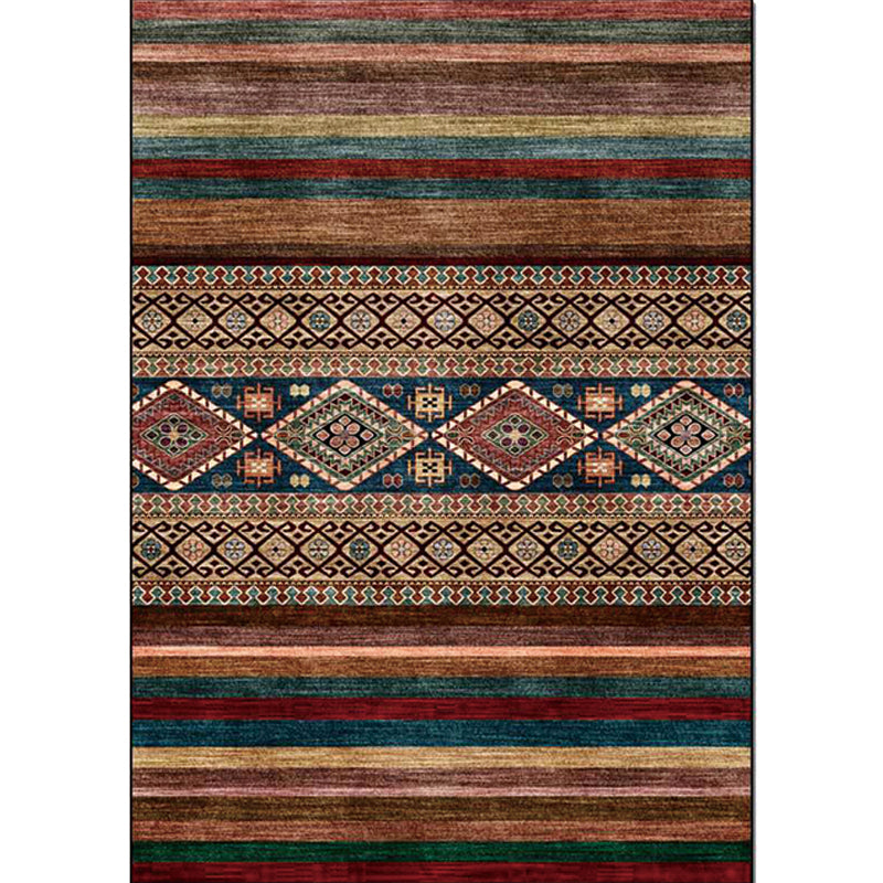 Bohemian Striped Print Rug Brown Polyester Rug Machine Washable Non-Slip Area Rug for Living Room Clearhalo 'Area Rug' 'Bohemian' 'Rugs' Rug' 1597440