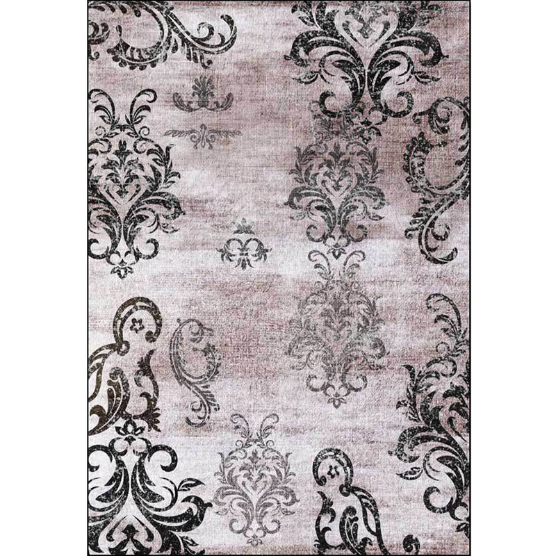 Black and Pink Retro Rug Polyester Paisley Pattern Rug Machine Washable Non-Slip Backing Carpet for Living Room Clearhalo 'Area Rug' 'Rugs' 'Shabby Chic' Rug' 1597544