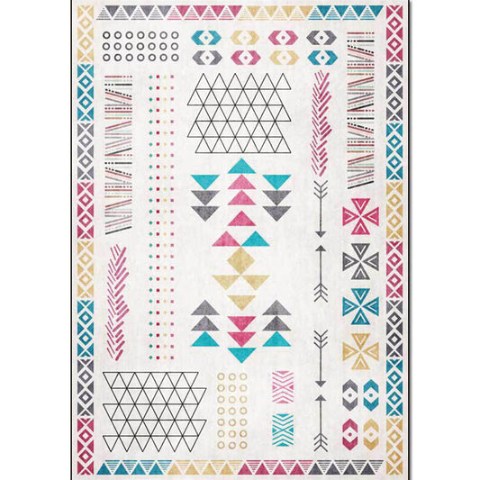 Bohemian Geometric Print Rug White Multicolor Polyester Rug Machine Washable Non-Slip Area Rug for Living Room Clearhalo 'Area Rug' 'Bohemian' 'Rugs' Rug' 1597616