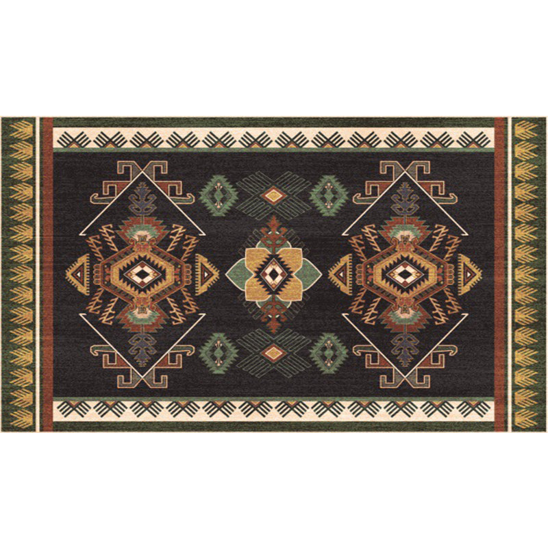 Black Bedroom Rug Southwestern Tribal Pattern Area Rug Polyester Pet Friendly Carpet Clearhalo 'Area Rug' 'Rugs' 'Southwestern' Rug' 1597707