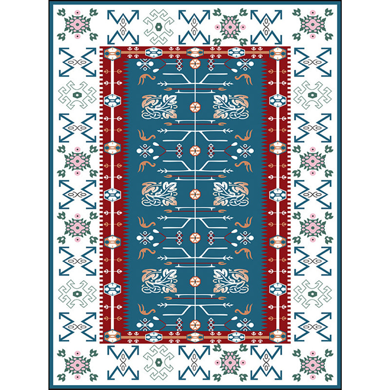White Bedroom Rug Southwestern Tribal Leaf Pattern Area Rug Polyester Stain-Resistant Non-Slip Carpet Clearhalo 'Area Rug' 'Rugs' 'Southwestern' Rug' 1597723