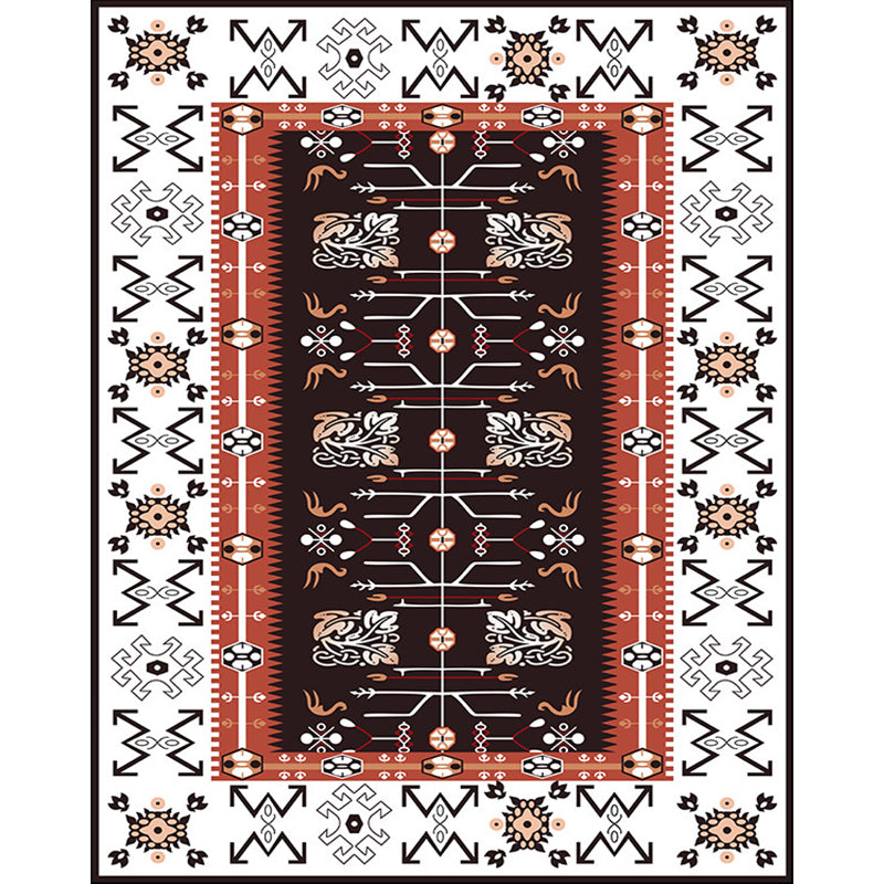 White Bedroom Rug Southwestern Tribal Leaf Pattern Area Rug Polyester Stain-Resistant Non-Slip Carpet Clearhalo 'Area Rug' 'Rugs' 'Southwestern' Rug' 1597731