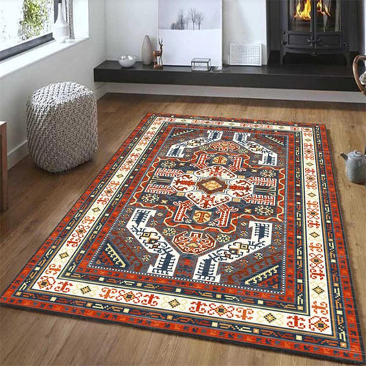 Tribal Southwestern Rug in Red and Grey Geometric Pattern Rug Polyester Anti-Slip Carpet for Home Decoration Red Clearhalo 'Area Rug' 'Rugs' 'Southwestern' Rug' 1597737