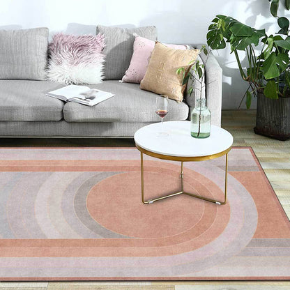 Pink Bedroom Rug Novelty Color Block Arc Circle Pattern Area Rug Polyester Non-Slip Backing Stain-Resistant Carpet Pink Clearhalo 'Area Rug' 'Rug' 1597865