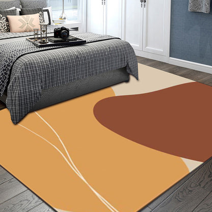 Brown Bedroom Rug Novelty Color Block Irregular Shape Line Pattern Area Rug Polyester Anti-Slip Backing Carpet Yellow Clearhalo 'Area Rug' 'Rug' 1597873