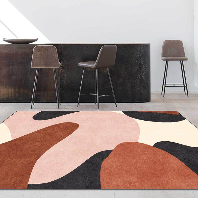 Novelty Living Room Rug in Pink and Brown Color Block Print Rug Polyester Pet Friendly Anti-Slip Area Rug Orange Pink Clearhalo 'Area Rug' 'Rug' 1597897
