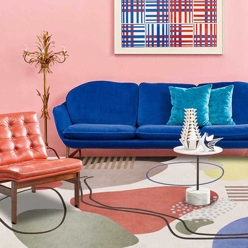 Contemporary Novelty Rug in Ivory Colorblock Stripe Pattern Rug Polyester Non-Slip Washable Carpet for Home Decoration Clearhalo 'Area Rug' 'Rug' 1597906