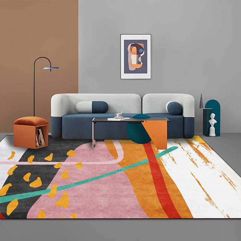 Casual Novelty Rug Multi-color Colorblock Painting Pattern Rug Polyester Non-Slip Backing Carpet for Home Decoration Pink Clearhalo 'Area Rug' 'Rug' 1597937