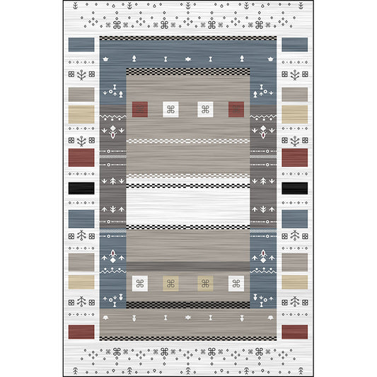 White Bedroom Rug Novelty Geometric Rectangle Pattern Area Rug Polyester Machine Washable Carpet Clearhalo 'Area Rug' 'Bohemian' 'Rugs' Rug' 1597947