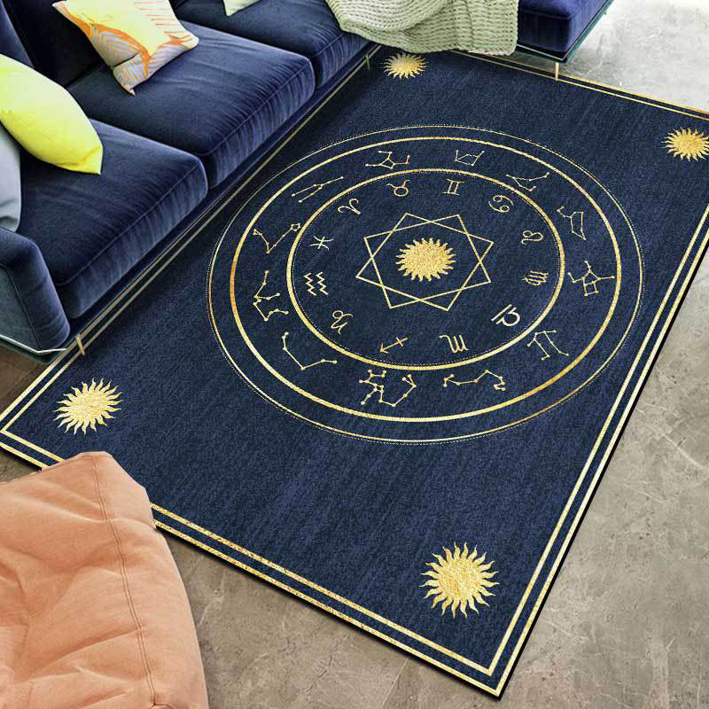 Minimalist Novelty Rug in Blue Geometry Constellation Sun Pattern Rug Polyester Anti-Slip Carpet for Home Decoration Navy Clearhalo 'Area Rug' 'Rug' 1597953