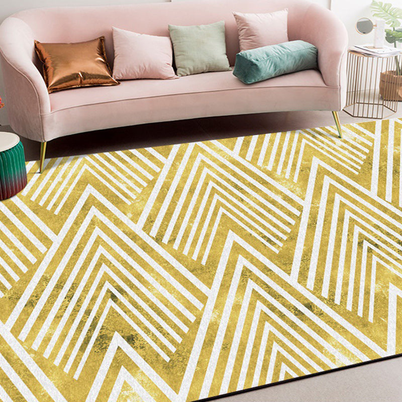 Gold Bedroom Rug Novelty Geometric Mountain Stripe Pattern Area Rug Polyester Pet Friendly Washable Carpet Gold Clearhalo 'Area Rug' 'Rug' 1597961