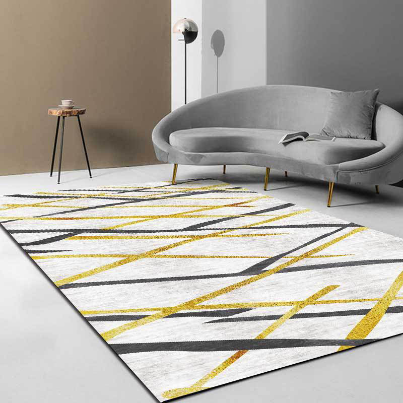 Novelty Living Room Rug in White Geometric Lines Print Rug Polyester Pet Friendly Stain-Resistant Washable Area Rug Clearhalo 'Area Rug' 'Rug' 1597986