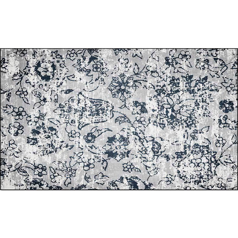 Grey Shabby Chic Rug Polyester Floral Print Rug Machine Washable Non-Slip Backing Carpet for Living Room Clearhalo 'Area Rug' 'Rugs' 'Shabby Chic' Rug' 1597995