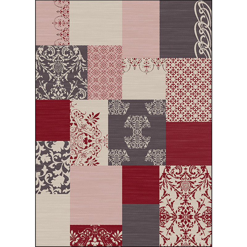 Shabby Chic Paisley Pattern Rug Pink and Red Polyester Rug Machine Washable Non-Slip Backing Area Rug for Living Room Clearhalo 'Area Rug' 'Rugs' 'Shabby Chic' Rug' 1598011