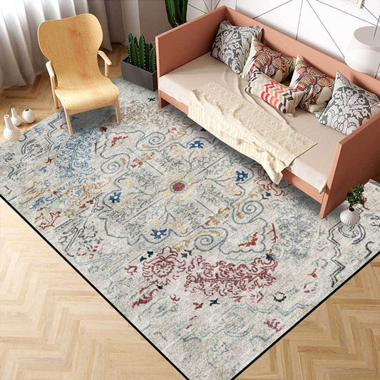 Grey Shabby Chic Rug Polyester Medallion Pattern Rug Machine Washable Non-Slip Backing Carpet for Living Room Grey Clearhalo 'Area Rug' 'Rugs' 'Shabby Chic' Rug' 1598017