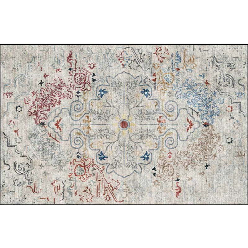 Grey Shabby Chic Rug Polyester Medallion Pattern Rug Machine Washable Non-Slip Backing Carpet for Living Room Clearhalo 'Area Rug' 'Rugs' 'Shabby Chic' Rug' 1598019