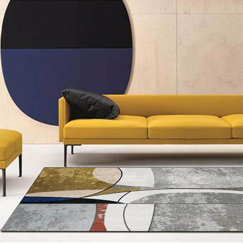 Novelty Abstract Rug Grey and Golden Polyester Rug Washable Non-Slip Backing Area Rug for Living Room Grey Clearhalo 'Area Rug' 'Rug' 1598065