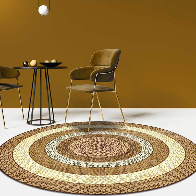 Rustic Concentric Circles Pattern Rug Yellow and Green Polyester Rug Machine Washable Non-Slip Area Rug for Living Room Yellow Clearhalo 'Area Rug' 'Rug' 1598073
