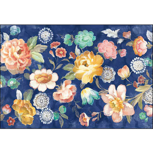 Retro Floral Pattern Rug Blue Multicolor French Country Rug Polyester Washable Anti-Slip Backing Carpet for Living Room Clearhalo 'Area Rug' 'French Country' 'Rugs' Rug' 1598115