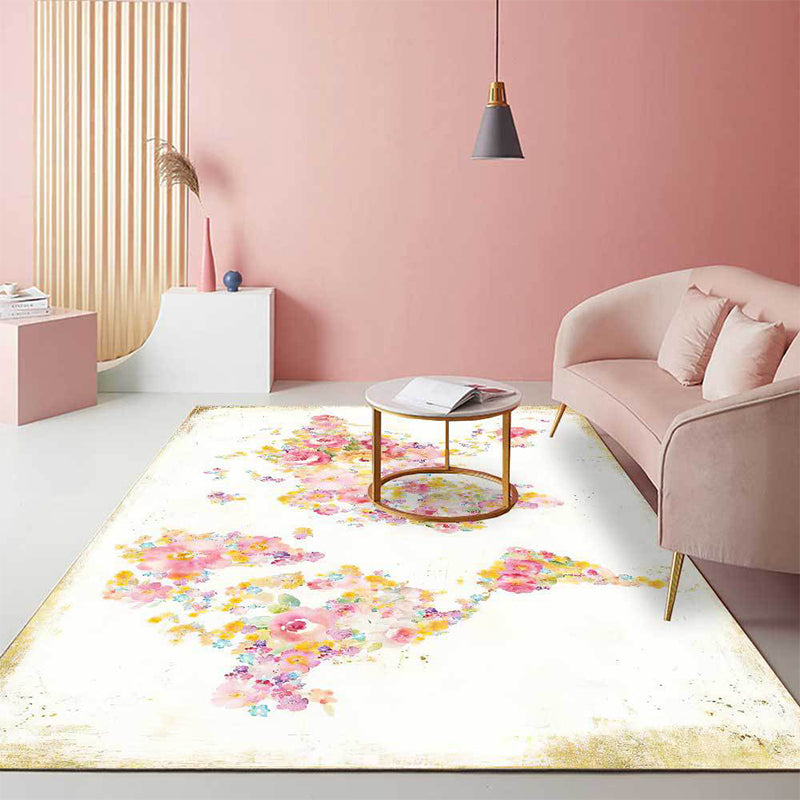 Stylish Floral Pattern Rug Beige and Pink French Country Rug Polyester Washable Anti-Slip Backing Carpet for Living Room Clearhalo 'Area Rug' 'French Country' 'Rugs' Rug' 1598130