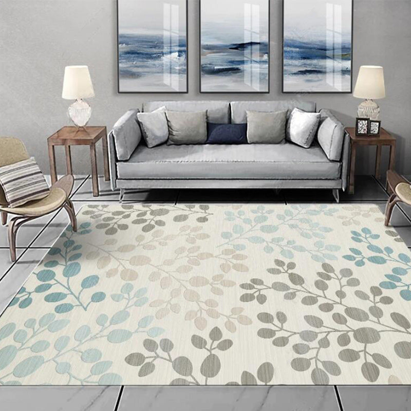 French Country Leaf Pattern Rug Beige Polyester Rug Machine Washable Non-Slip Backing Area Rug for Living Room Beige Clearhalo 'Area Rug' 'French Country' 'Rugs' Rug' 1598137