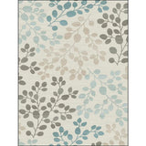 French Country Leaf Pattern Rug Beige Polyester Rug Machine Washable Non-Slip Backing Area Rug for Living Room