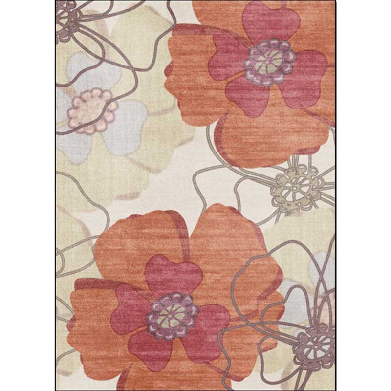 Orange and Beige Retro Rug Polyester Floral Pattern Rug Washable Non-Slip Backing Area Rug for Living Room ` Clearhalo 'Area Rug' 'French Country' 'Rugs' Rug' 1598147